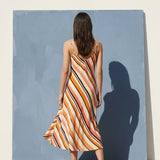 Cream Horizontal-Stripe Crepe, Viscose