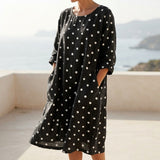 White Dots Linen-Look, Polyester, 215 gsm