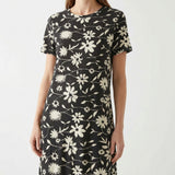 White Floral Scuba Knit, Polyester, 245 gsm