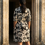 Off-White Floral Linen-Look, Polyester