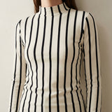Black Vertical-Stripe Jersey Knit, Cotton, 175 gsm