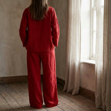Red Linen-Look, Polyester
