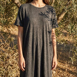 Dark Grey Marl Jersey Knit, Linen