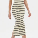 Black Vertical-Stripe Crepe, Viscose