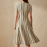 Black Vertical-Stripe Crepe, Viscose