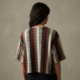 Red Vertical-Stripe Rib Knit, Polyester