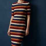 Cream Horizontal-Stripe Rib Knit, Polyester, 220 gsm, ref EF-208868