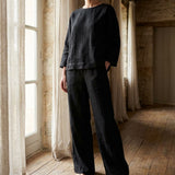 Black Marl Linen-Look, Polyester, 133 gsm