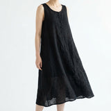 100% Polyester Linen-Look Fabric, 133 gsm, 145 cm — Black