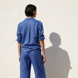 Blue Marl Linen-Look, Poly-Metallic