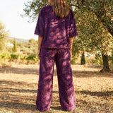 Polyester Stretch Linen-Look Fabric, 317 gsm, 163 cm — Purple
