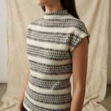 Black Geometric Jersey Knit, Poly-Viscose, 200 gsm, 155 cm