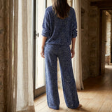 Blue Marl Linen-Look, Poly-Viscose, 190 gsm