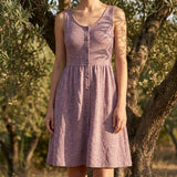 Purple Marl Linen-Look, Poly-Viscose, 203 gsm