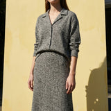 Black Heather Rib Knit, Viscose-Poly, 210 gsm