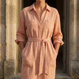 Peach Openwork Linen-Look, Polyester
