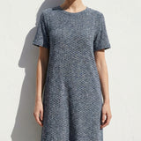 Blue Textured Rib Knit, Poly-Viscose