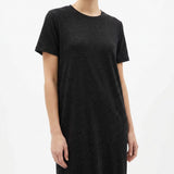 Black Glitter-Fleck Piqué Knit, Polyester