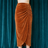 Polyester Stretch Velvet Fabric, 599 gsm, 150 cm — Orange