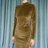 Olive Marl Velvet, Viscose-Poly