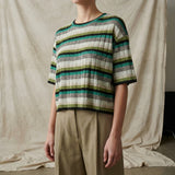 Black Horizontal-Stripe Rib Knit, Polyester, 190 gsm