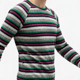 Grey Horizontal-Stripe Rib Knit, Polyester