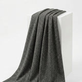 Black Herringbone Interlock Knit, Polyester, 335 gsm