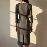 Black Herringbone Interlock Knit, Polyester, 335 gsm