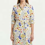 White Floral Linen-Look, Viscose