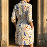 White Floral Linen-Look, Viscose