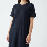 Polyester Linen Rib Knit Fabric, 125 gsm, 165 cm — Black