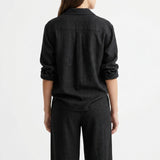 Black Marl Linen-Look, Polyester, 215 gsm