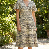 Dark Blue Geometric Chunky Knit, Cotton-Poly, 270 gsm