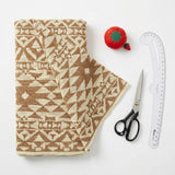Brown Geometric-Diamond Jersey Knit, Cotton-Poly