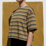 Black Horizontal-Stripe Jersey Knit, Polyester, 180 gsm, 165 cm