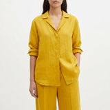 Viscose Nylon Stretch Linen-Look Fabric, 190 gsm, 150 cm — Yellow