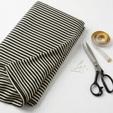 Black Horizontal-Stripe Jersey Knit, Poly-Viscose, 190 gsm, 165 cm