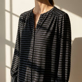Grey Horizontal-Stripe Jersey Knit, Poly-Viscose, 200 gsm