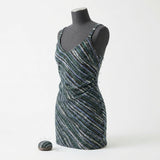 Blue Horizontal-Line Interlock Knit, Poly-Acrylic