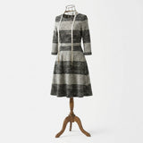Dark Grey Horizontal-Stripe Chunky Knit, Poly-Viscose, 260 gsm
