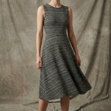 Black Horizontal-Stripe Chunky Knit, Poly-Viscose, 193 gsm