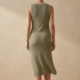 Beige Horizontal-Stripe Chunky Knit, Poly-Acrylic