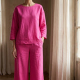 Fuchsia Textured Linen-Look, Polyester