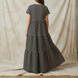 Black Horizontal-Stripe French Terry, Poly-Cotton, 464 gsm