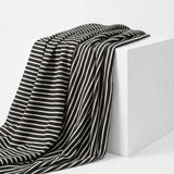 Navy Horizontal-Stripe French Terry, Poly-Cotton, 400 gsm