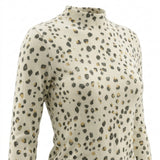 Cream Animal Print Jersey Knit, Viscose-Poly