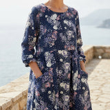 White Floral Linen-Look, Polyester, 244 gsm