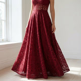 Burgundy Floral Lace, Polyester, 161 gsm