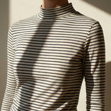 Navy Horizontal-Stripe Jersey Knit, Cotton-Poly, 132 gsm
