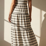 Dark Grey Stripes Chunky Knit, Poly-Metallic